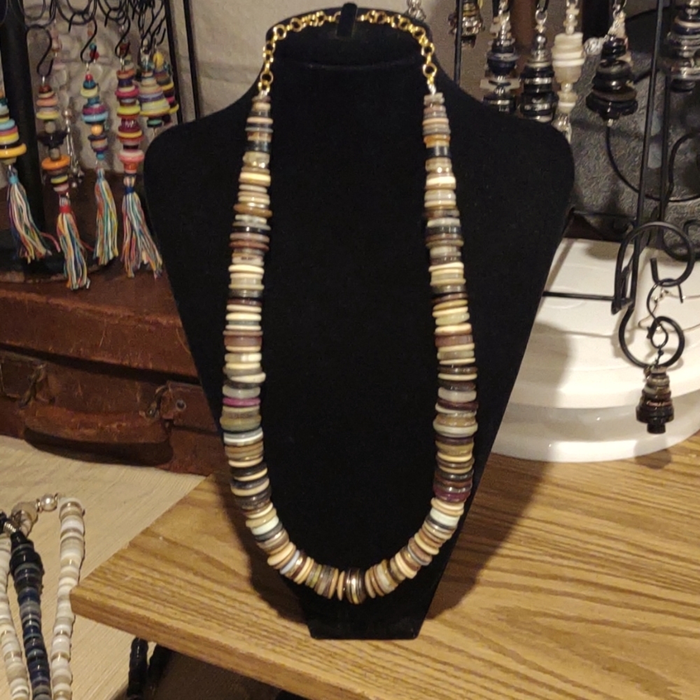 Nice soft shades of vintage buttons for this necklace for any color scheme